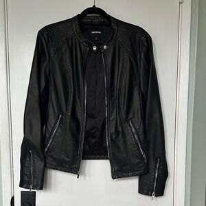 Express Women's Sleek Black Leather moto Jacket